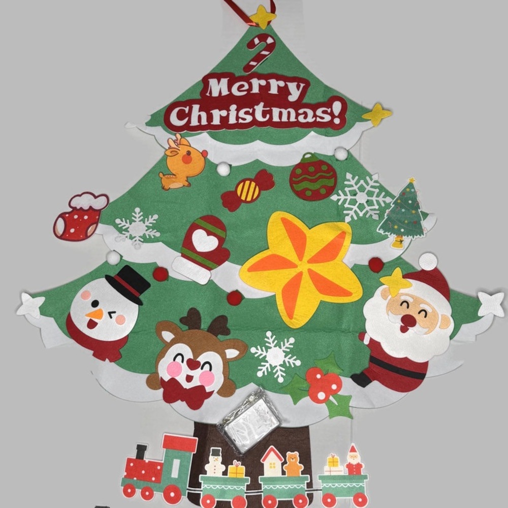 DIY Felt Christmas Tree with Ornaments and LED Lights